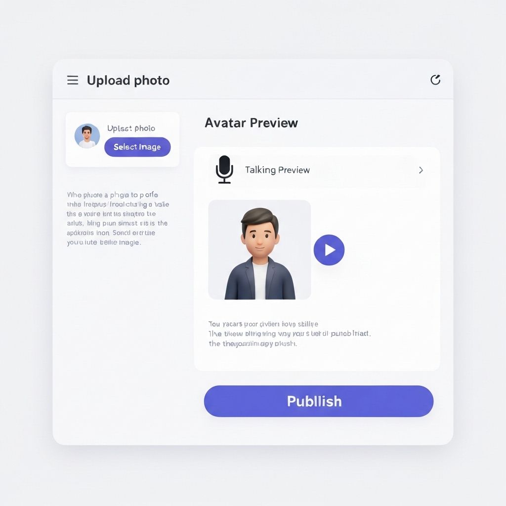 Flow showing single-photo upload and speaking preview